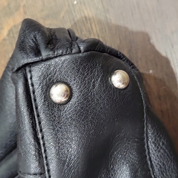 B. Makowsky black silver hardware leather  shoulder bag